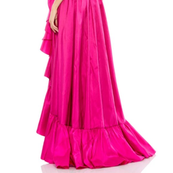 MAC DUGGAL 67835 TAFFETA HI-LOW RUFFLE HEM MAGENTA GOWN sz 6 - Picture 6 of 7